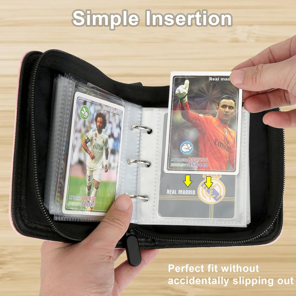 Mini Card Binder 1 Pocket, 80 Pockets Trading Card Binder, Premium Small 2 Pocket Trading Card Collection Album Folder with 40 Sleeves Double Sided - Gifts for Kids (Blue)