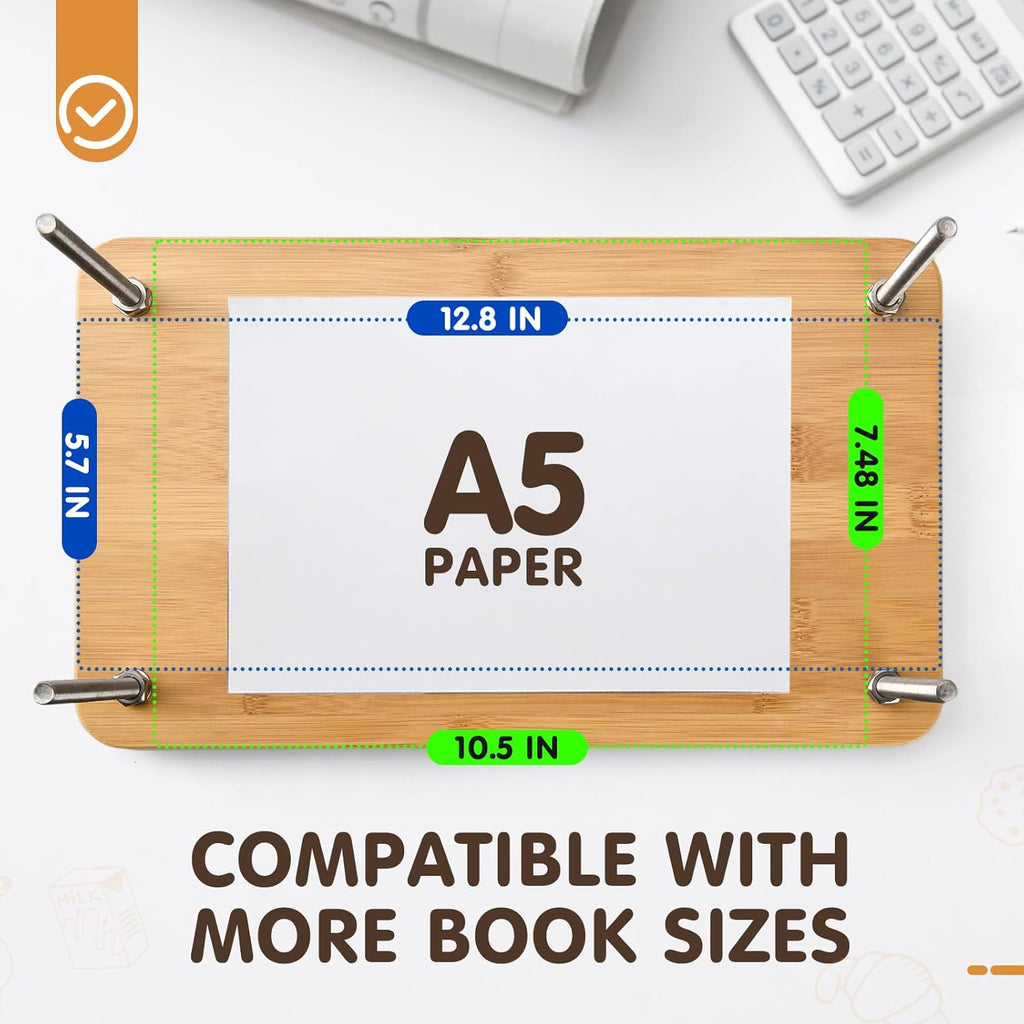 Bumtosc Book Press Wood and Bamboo Portable Book Binding Kits Tool 12.8 * 7.6Inch