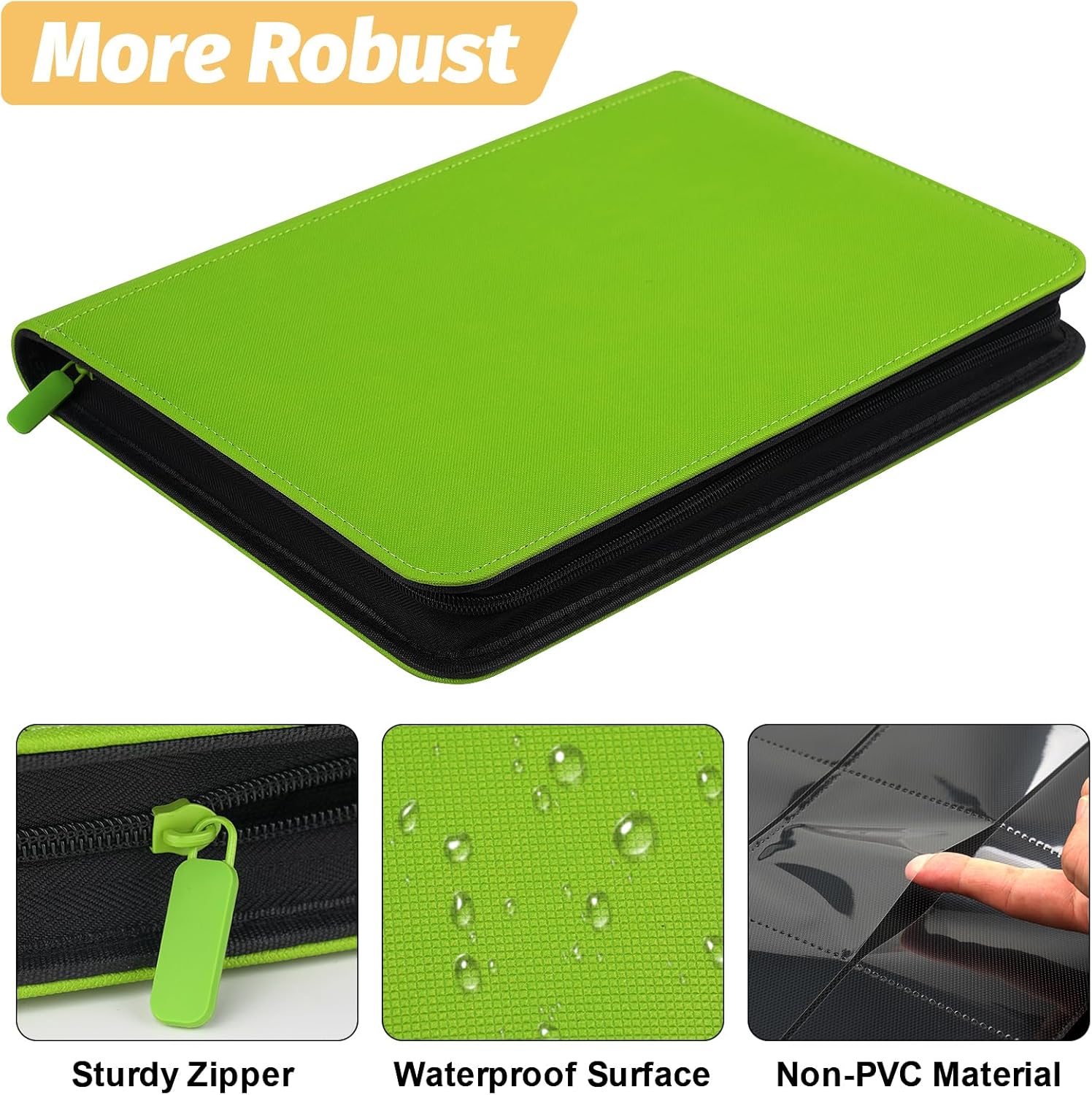 Trading Card Binder 9 Pocket, GERMUN PU Cover Card Binder for 360 Cards, Premium Trading Card Holder Folders, Double Sided Pocket Card Album for MTG, TCG (Grass Green)