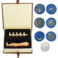 Animal Wax Seal Stamp Set with 7 PCS Removable Brass Heads and 1 Wooden Handle - Cat, Whale, Butterfly, Swallow, Wolf Sealing Wax Stamp for Cards & Invitations