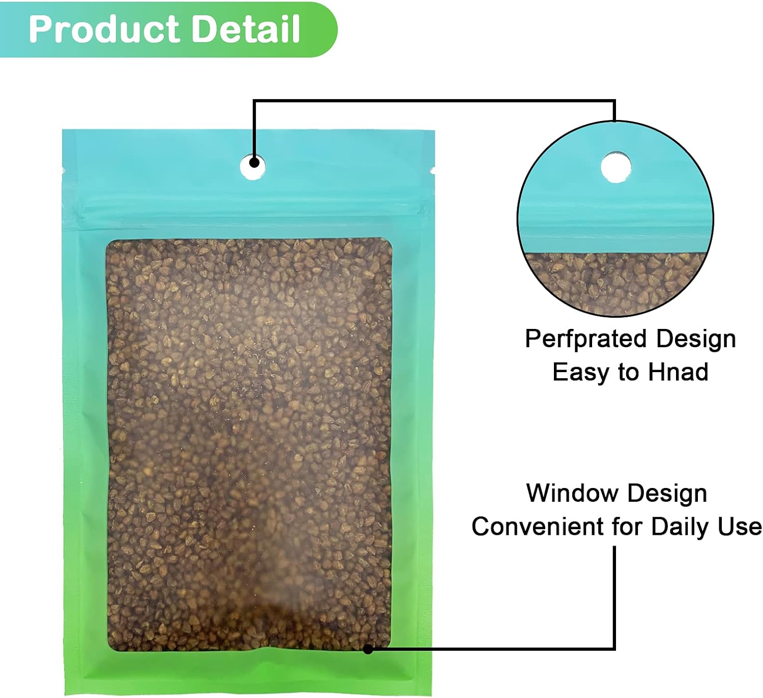 100 Pcs Resealable Mylar Bags, Gradient Color Food Storage Bags, Zip Bag Foil Bags Packaging Pouch for Food Storage, Sample, Small Business (Blue Green, 5.9 X 8.6 Inch)