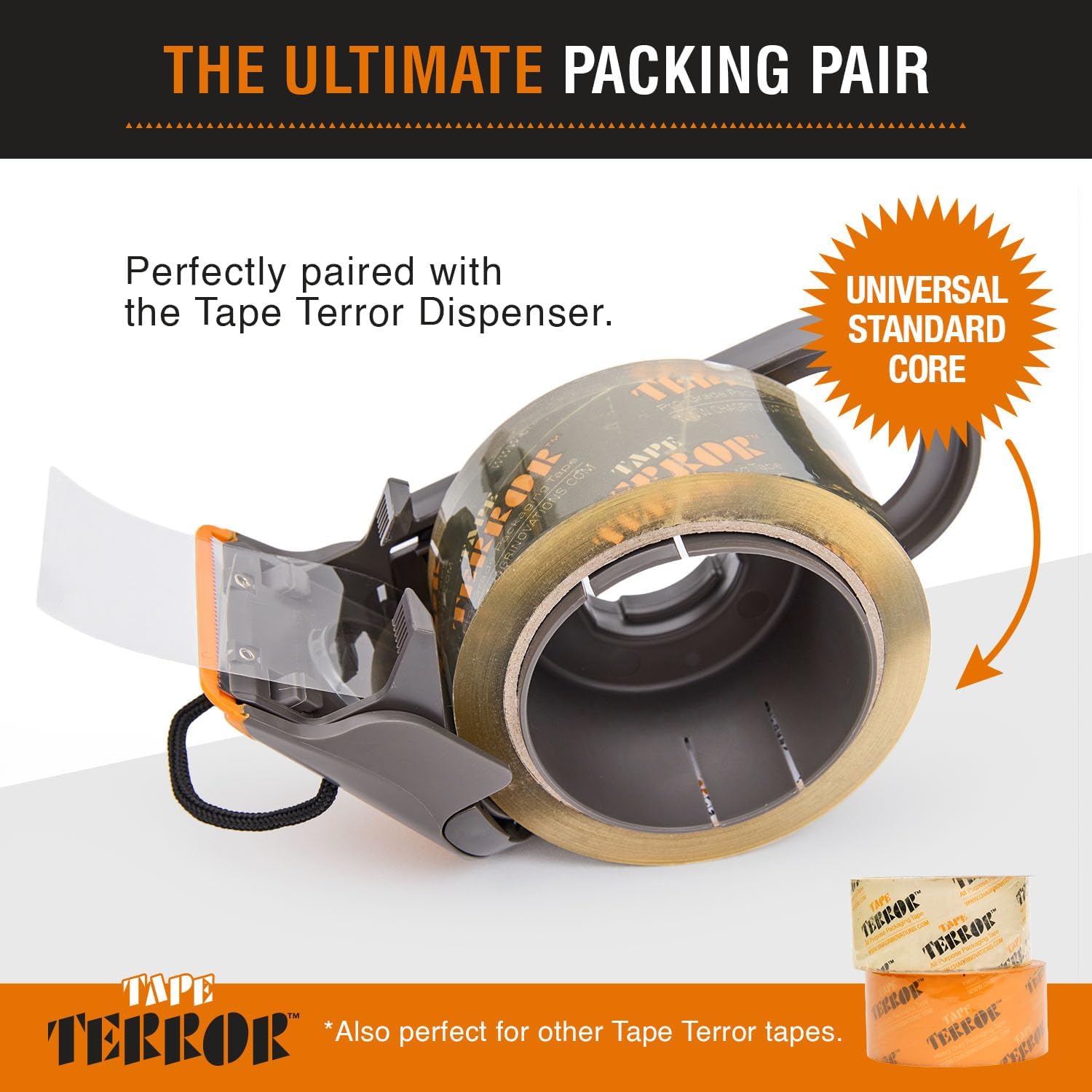 Clear Packing Tape with Dispenser (2 Rolls) - Professional Grade for Boxes - Packaging, Shipping with Refillable Dispenser, Fits Standard Bulk Up to 2" Wide