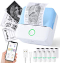 Print Pods Mini Printer, Thermal Inkless Sticker Maker with 10 Rolls Printing Paper, Pocket Printpod for phone, Impresora Portátil for Notes, Flashcards, Journal, DIY, Compatible with iOS & Android