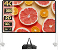 Outdoor Projector Screen with Stand 100 Inch: Portable Projection Screen 16:10 4K HD Outdoor Movie Screen with Carry Bag for Home Backyard Theater