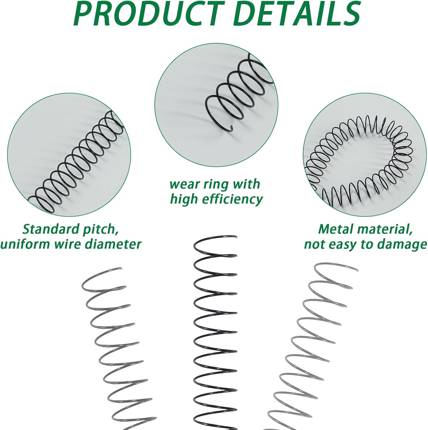 RAYSON 9.5mm Wire Coil Binding Spiral, 3:1 Pitch, 3/8" Metal Spiral Binding Coil, Black Color & Pack of 100