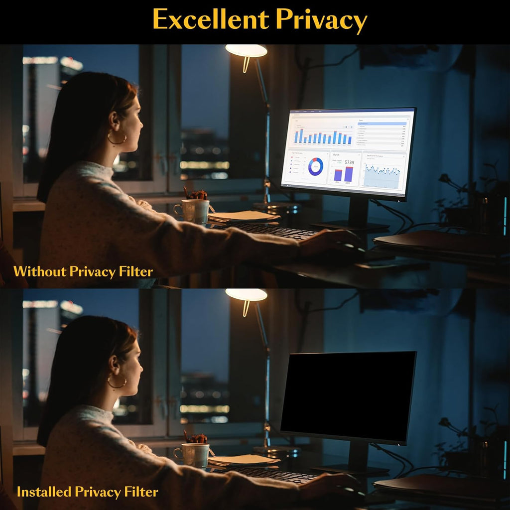 Magnetic Computer Privacy Screen Filter 27 inch for 16:9 Widescreen Monitor Desktop PC, 27in Hanging Removable Anti Blue Light Glare Eye Protection Shield, Anti Spy Screen Protector Panel