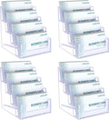 Uniclife 4 Pack Acrylic Business Card Holder for Desk 4 Slots Clear Business Card Display Stand for Men & Women Desktop Business Card Organizer Card Stand for Office Home Exhibition, 240 Card Capacity