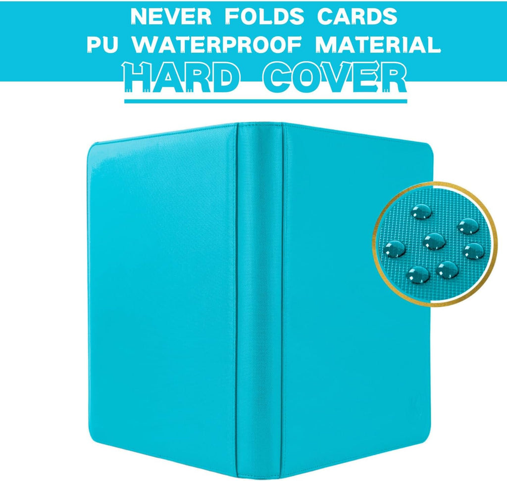 Toploader Binder, Holds 128+ Toploaders, 4 Pocket Top Loader Card Storage Case, Double-Sided Pockets for trading card in 3 x 4'' Toploaders（Blue）