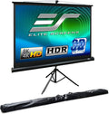 Elite Screens Tripod, 100-Inch 4:3 Portable Projector Screen with Stand– MaxWhite 2, 1.1 Gain, Adjustable Indoor Outdoor Pull Up Projection Screen for Home Theater, Office & Classroom, T100UWV1, Black