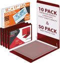 Performore 11x17 Landscape Presentation Binder Folders | Fiberboard Covers | 3-Inch Capacity | 50 Clear Sheet Protectors | Archival-Quality Document Storage | Pack of 10 (Red)