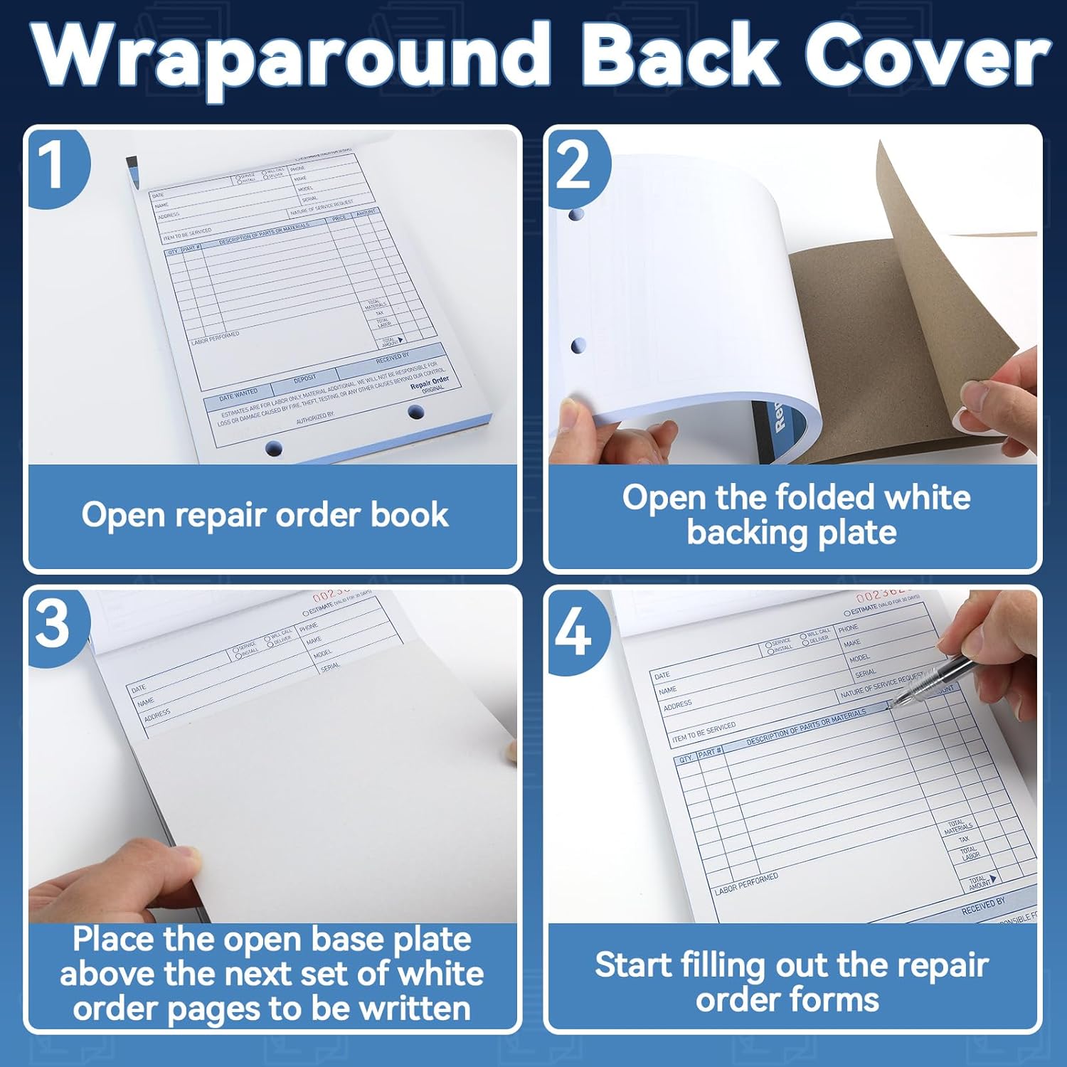 gisgfim 2 Pad Repair Order Book 2 Part Carbonless Receipt Books Consecutively Numbered with Claim Check Stub Invoice Receipt Book Work Order Form Receipt Book Order for Small Business 50 Set per Pads