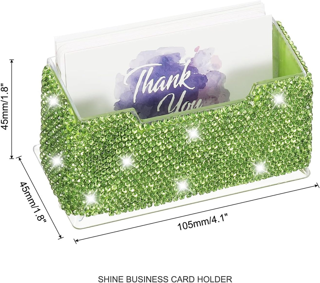 PATIKIL Rhinestone Business Card Holder, Crystal Business Card Holders Bling Business Card Organizer Display Stand for Desktop Desk Office Exhibition, Green