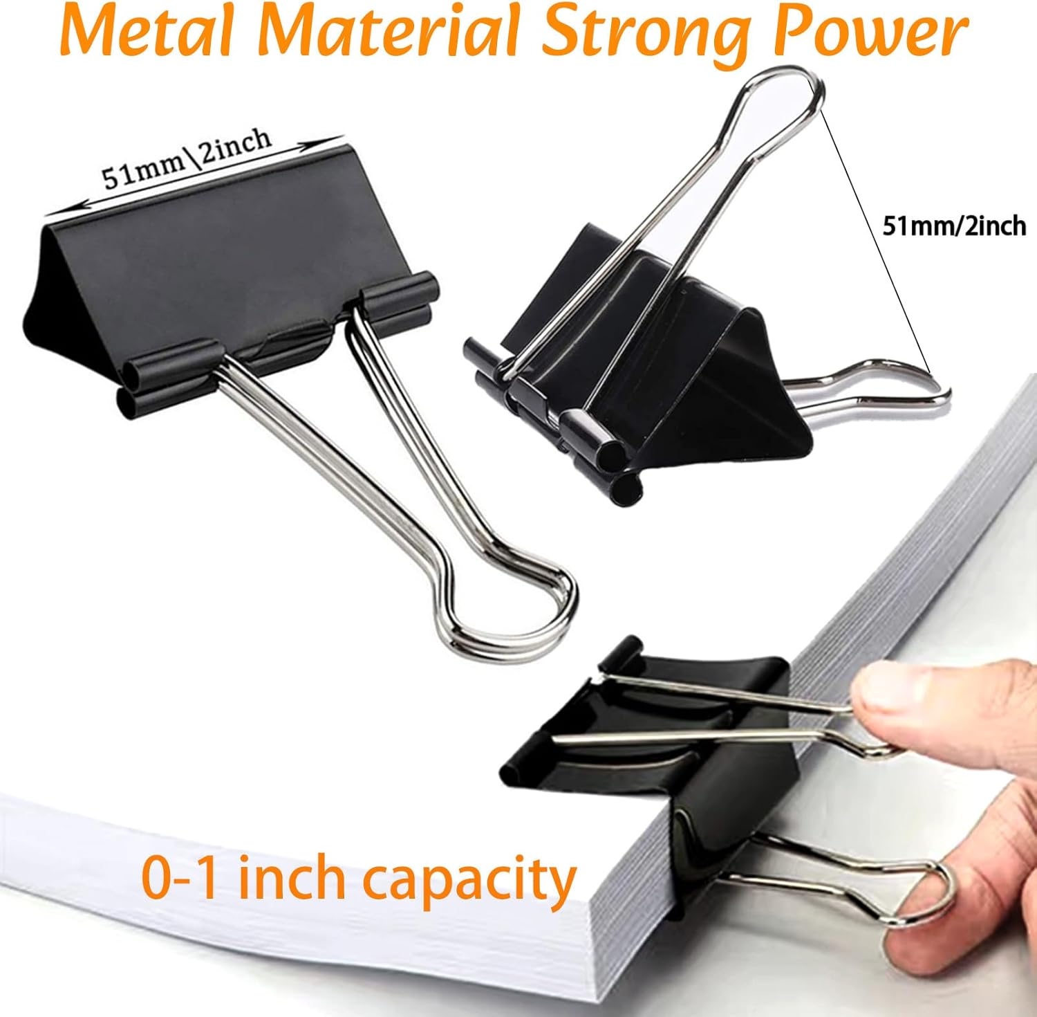 Extra Large Binder Clips 2 Inch (60 Pack), Heavy Duty Big Binder Clips Big Paper Clamps for Office and Home Supplies, Black