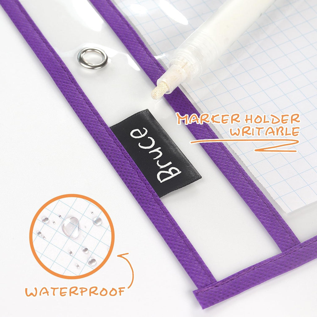 20 Pack Dry Erase Pockets with Rings, 10 x 14 Inch Ticket Holders Clear Plastic Sleeves Sheet Protectors for Teacher Classroom Sleeves, 10 Assorted Colors