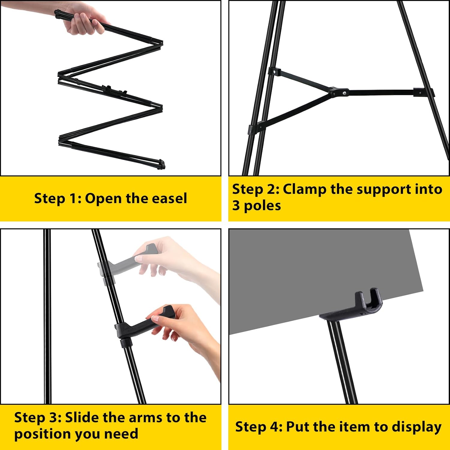 Easel Stand for Sign - 63 Inches Display Easel for Wedding Sign & Poster - Lightweight Portable Floor Easel for Picture - Adjustable Poster Easel with Carrying Case, Black 1 Pcs