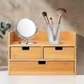 Bamboo Desk Organizer With 3 Drawers Desktop Organizer Modren Table Storage Organizer For Office Home Toiletries Supplies Vanity Kitchen, No Assembly Required, Odorless