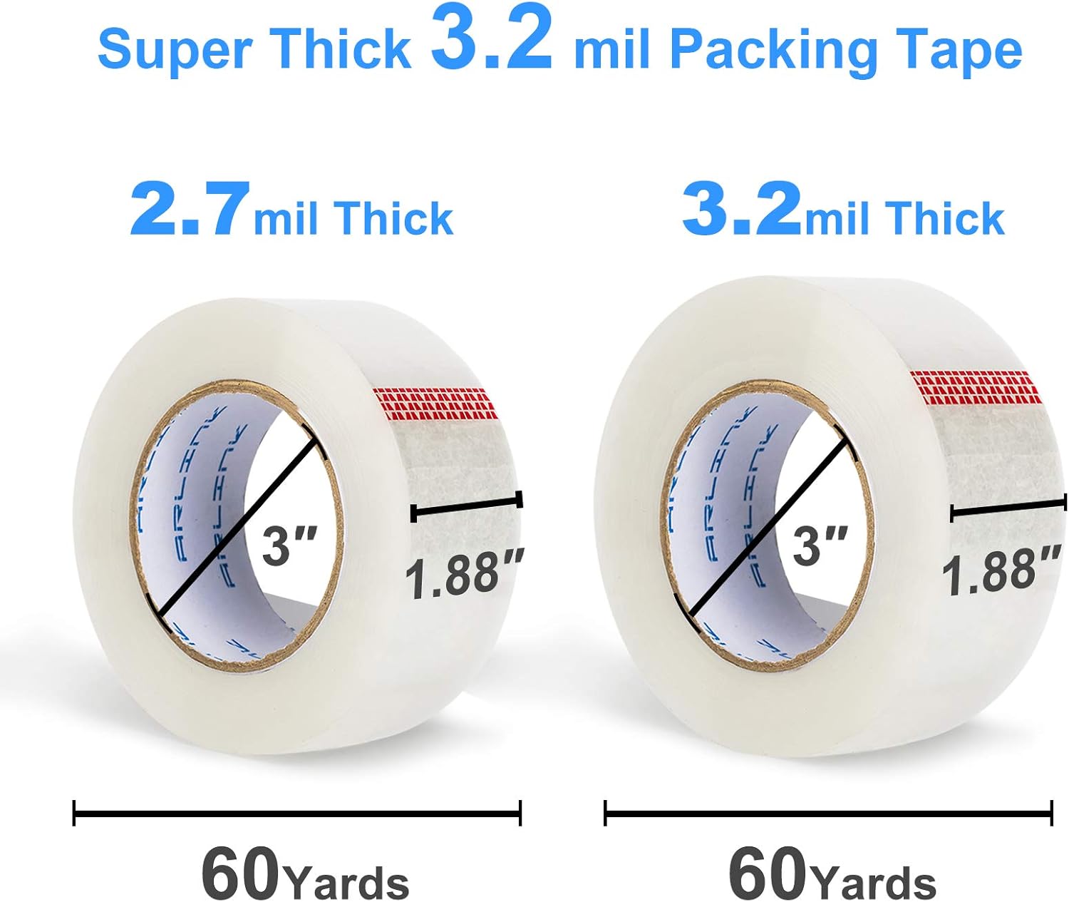 JARLINK Clear Packing Tape (18 Rolls), Heavy Duty Packaging Tape for Shipping Packaging Moving Sealing, 3.2mil Thick, 1.88 inches Wide, 60 Yards Per Roll, 1080 Total Yards