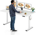 SANODESK Electric Standing Desk 71 x 32 Inches Height Adjustable Stand Up w/6-Button Controller Ergonomic Computer Desk with Splice Board for Home Office, White Frame + White Tabletop