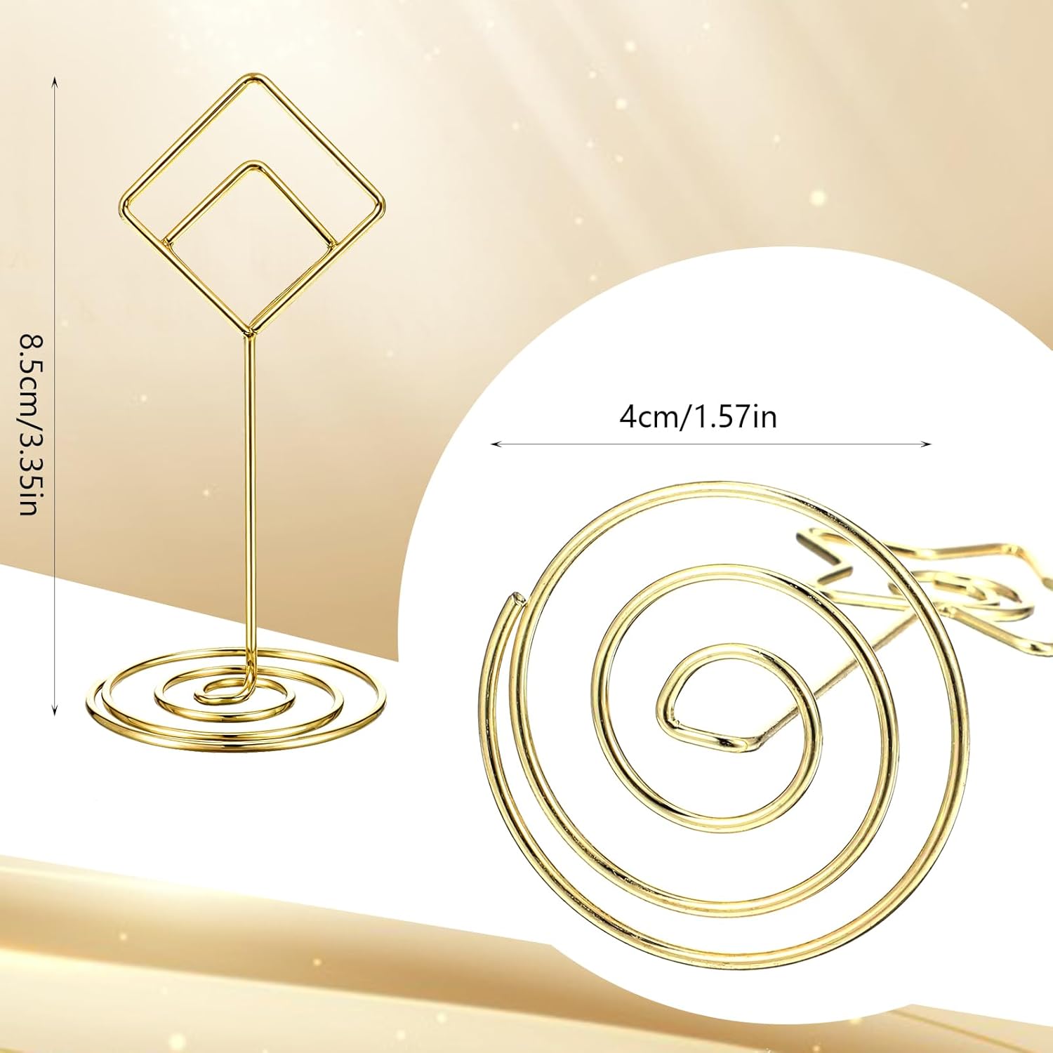 40 Pcs TTable Number Stands Gold, 3.35 inch Place Card Holders,Table Number Stands,Table Card Holder, Photo Picture Holders for Centerpieces, Wedding, Party, Birthday, Star Shape, Diamond Shape