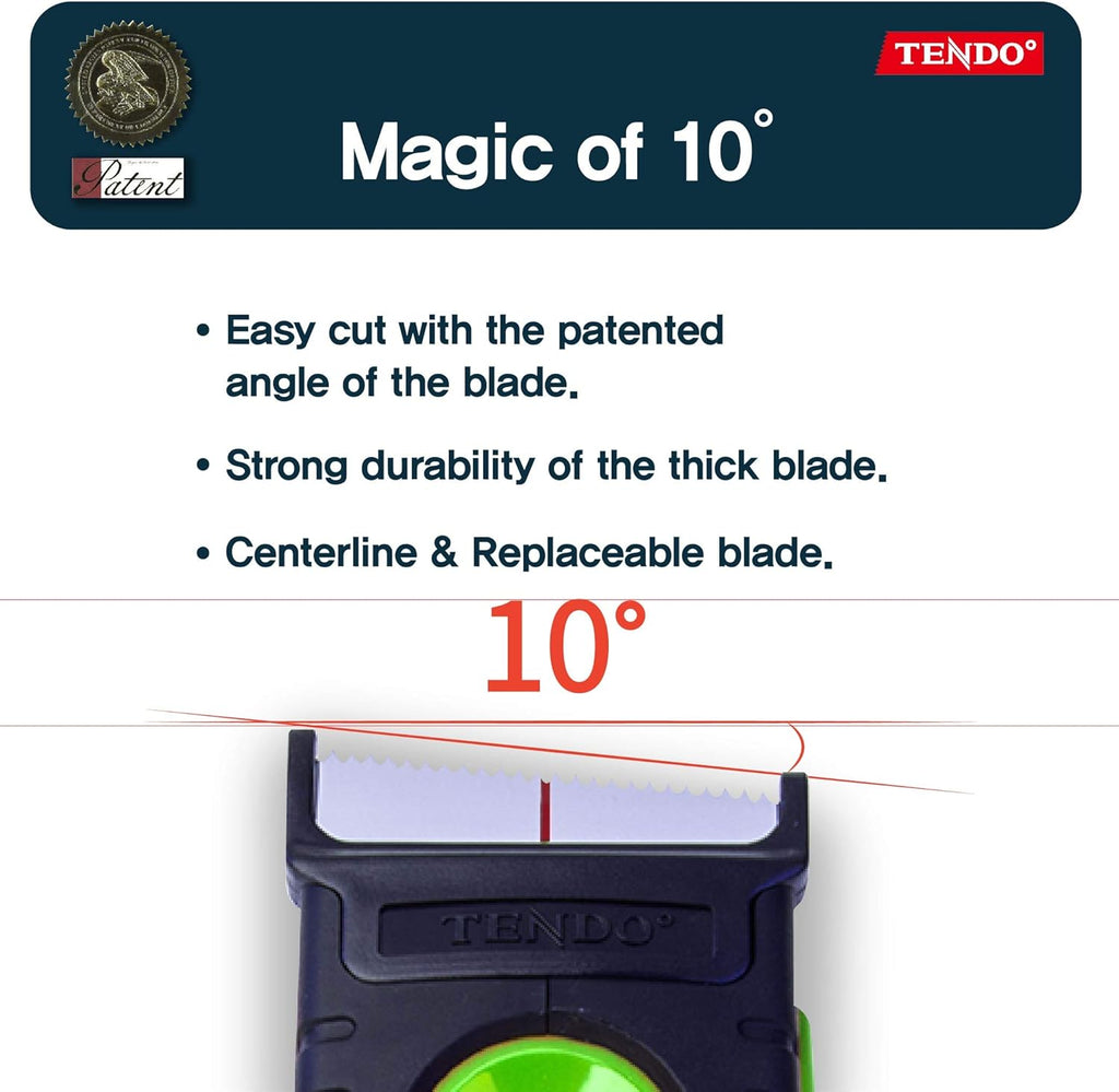 Heavy Duty Shipping Tape Dispenser: TENDO° Essential Line – Reusable, Replaceable, Eco-Friendly 2’’ Master Piece Dispenser with Patented 10° Sloped Chromium Blades - P-1200 (3th Gen.)_Green