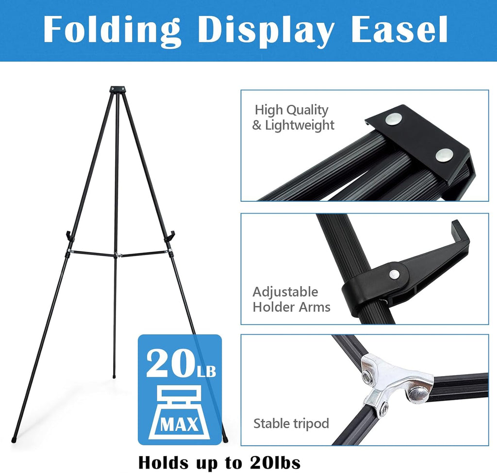 Falling in Art 70" Adjustable Aluminum Display Easel Stand, Versatile Tripod Easel for Artistic Presentations Stand, Lightweight and Sturdy for Art Shows, Exhibitions, and Studios, 2 Pack