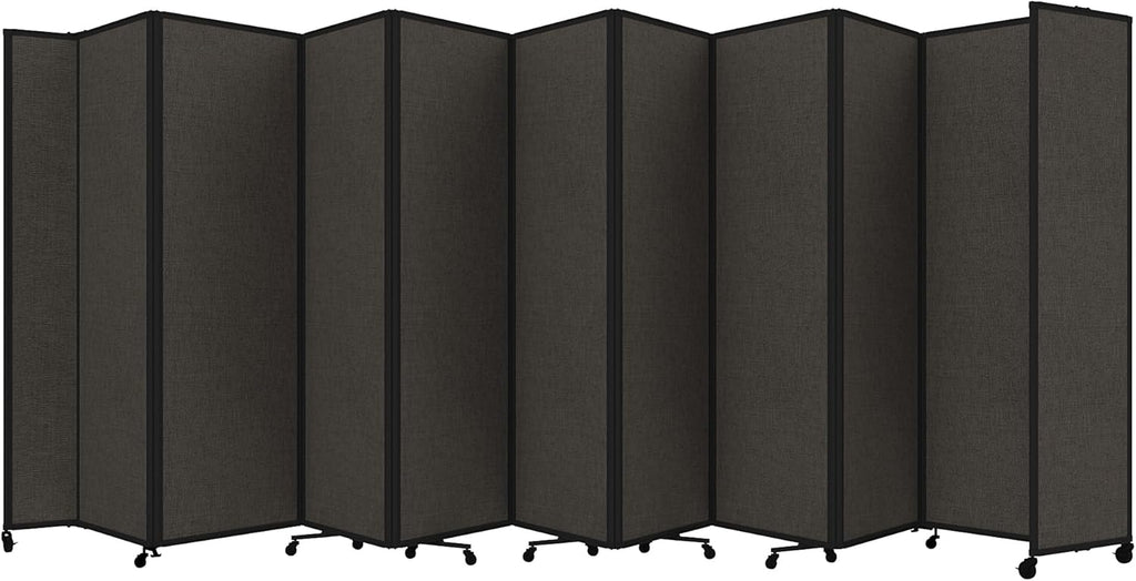 Versare Room Divider 360 Portable Wall Partition | Folding Panels | Large Freestanding Divider | Locking Wheels | Temporary Room Separator | 25' x 7'6'', Mocha