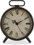 Vintage Desk Clock, 8 Inches Silent Non-Ticking Battery Operated Metal Table Top Clock for Bedroom, Living Room, Office, Shelf Decor (Brown)
