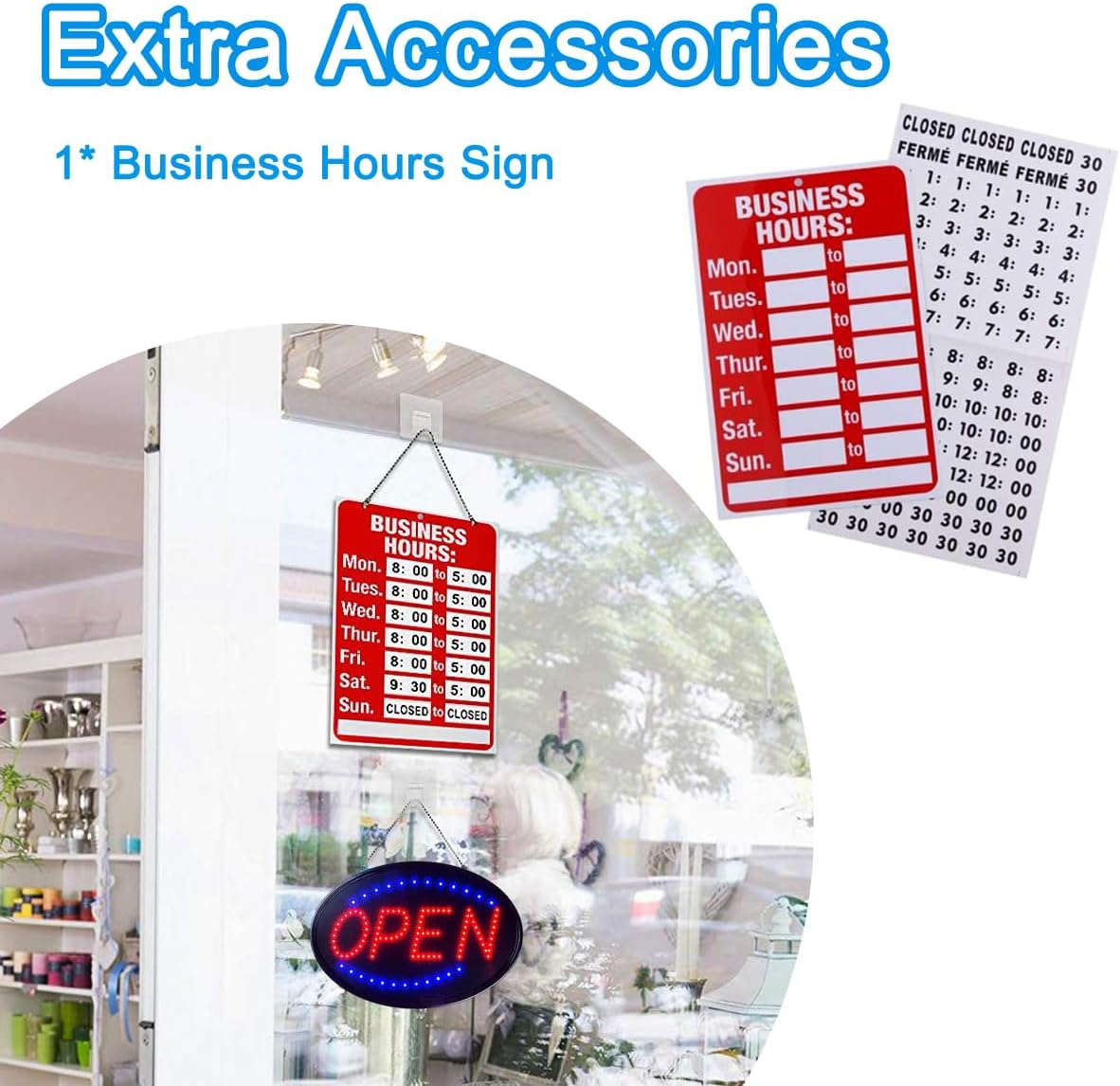 KEBE LED Open Sign, 23" x 14" Large High Visibility Advertisement Board Bright Electric Display Sign Flashing Light for Walls Business Window Bar Shop Hotel