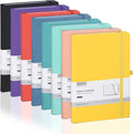 POPRUN A5 Lined Journal Notebooks, 8 Pack PU Leather Hardcover Notebook for Writing, Business Work,Travel,School,College, 5.5 x 8.3 inch, 240 Pages Classic College Ruled Journals Notepad, Multicolored