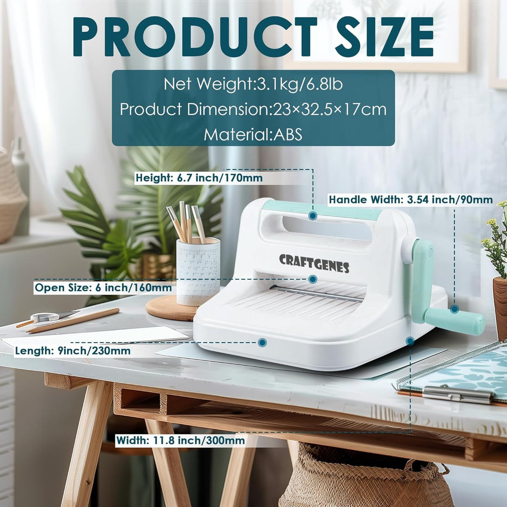 Manual Die Cutting Machine, Embossing Machine 6'' Opening Size for Cardmaking, Scrapbooking, and DIY Crafts – Complete Set with A5 Die Cuts, Embossing Folders, Plates, Clear Stamps