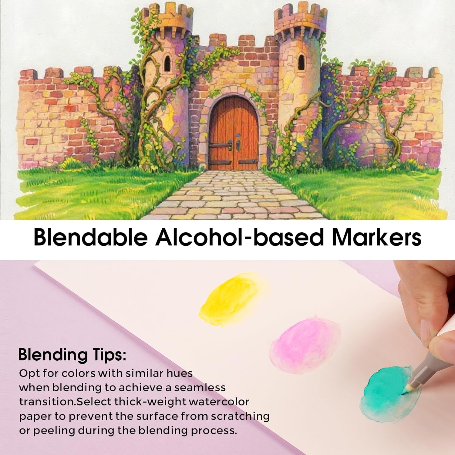 100 Colors Alcohol Markers Set, Dual Tips Blender Art Marker for Drawing, Permanent Sketch Markers for adult coloring, Alcohol Based, Adults Coloring and Artist Illustration.(BRUSH TIP)