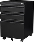 SISESOL 3 Drawer Mobile File Cabinet with Lock,Black Under Desk File Cabinets with Wheels,Rolling Metal Filing Cabinet for Home Office,Fit Legal/Letter/a4 File,Fully Assembled Except Caster