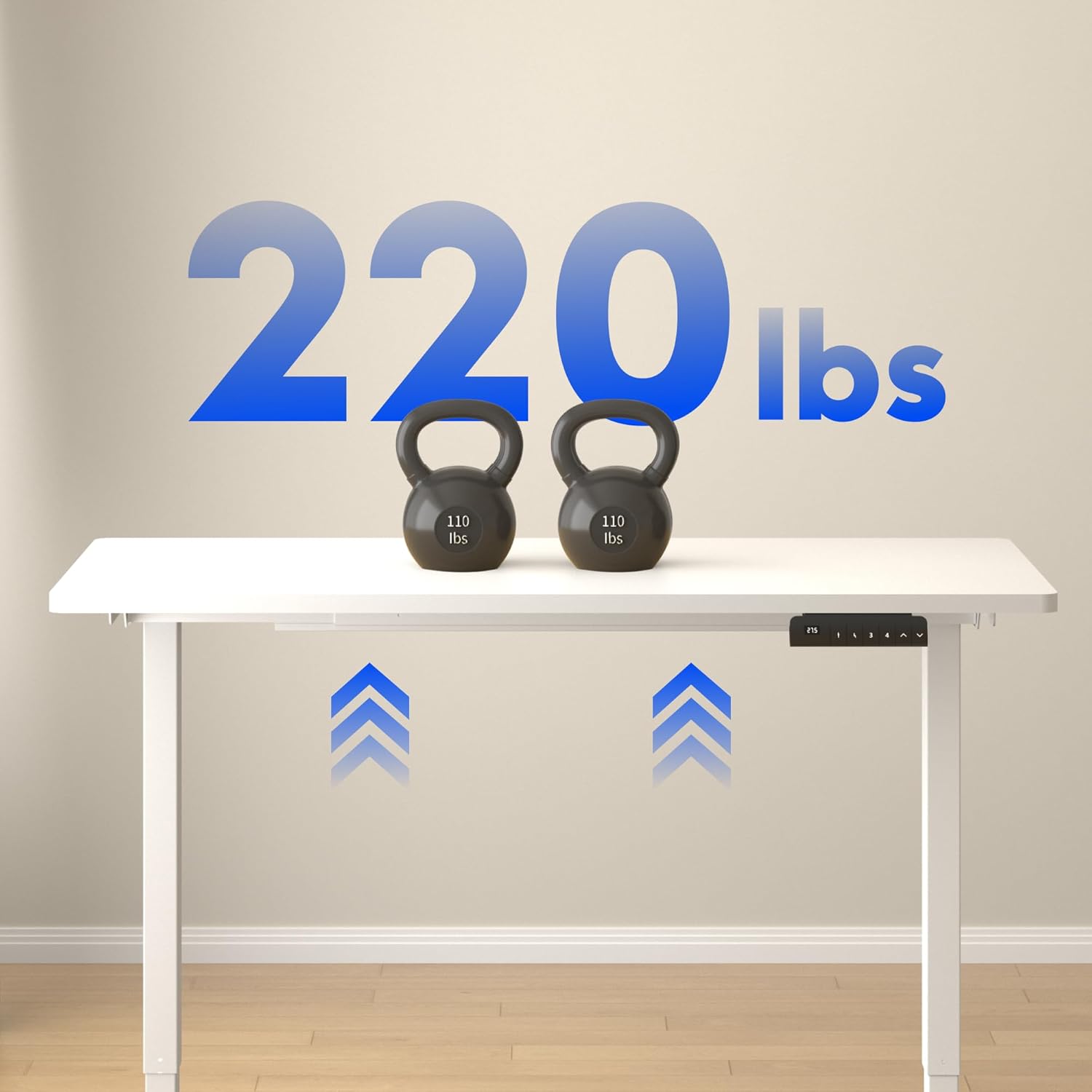 FLEXISPOT E3 Dual Motor Electric Standing Desk 48x24 Inch Whole-Piece Board Height Adjustable Electric Sit Stand Desk (White Frame + White Desktop, 2 Packages)
