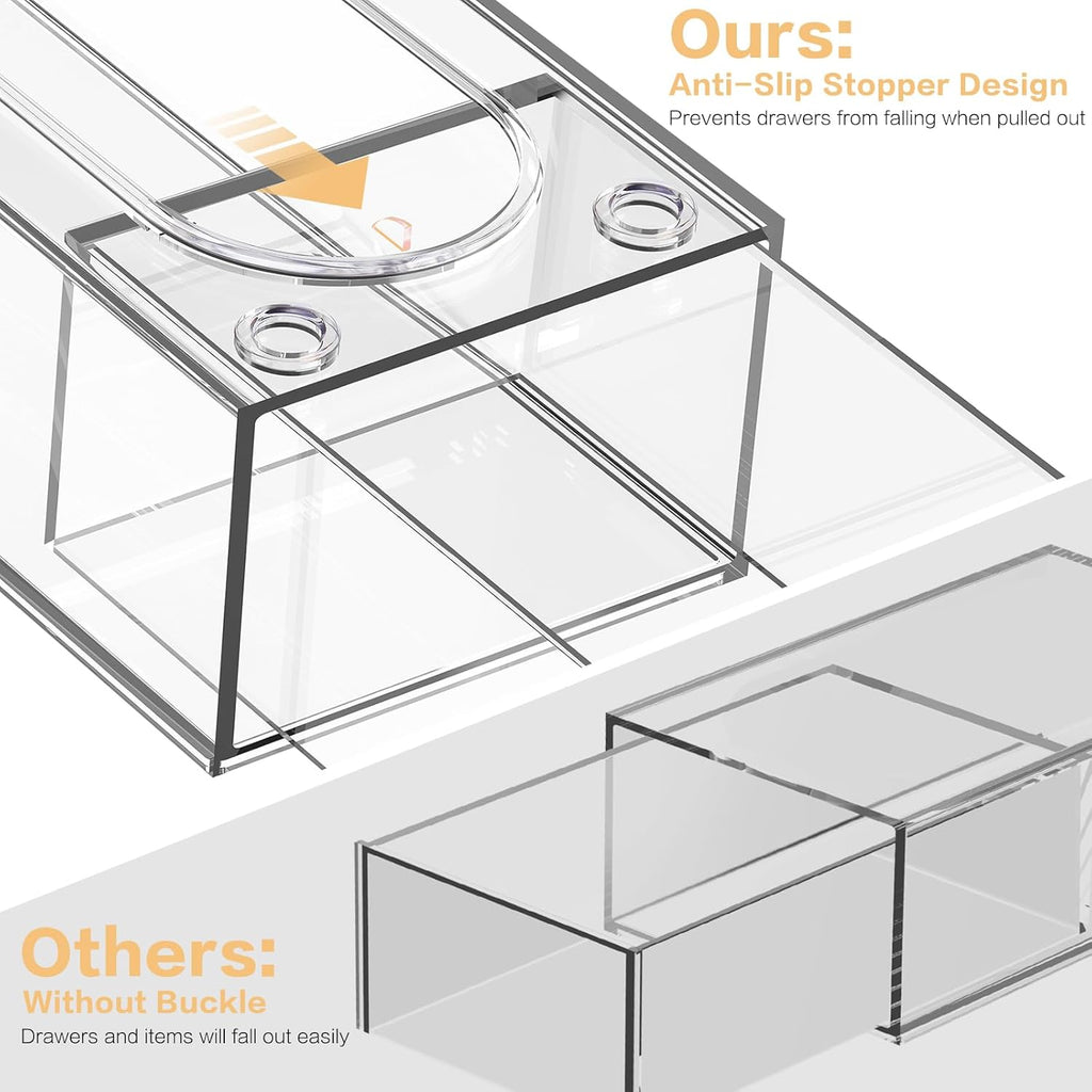 Desk Organizer with 7 Drawers, FODIENS 7 Packs Acrylic Stackable Desktop Storage Drawers Makeup Organizer, Clear Craft Storage Box Cabinets for Office Vanity Countertop Bathroom Bedroom