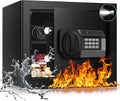 1.8 Cubic Feet Small Personal Safe for Home Use, Anti-theft Fireproof Lock Box with Programmable Keypad, Spare Keys and Removable Shelf, Digital Home Security Safe for Money Documents Medicines