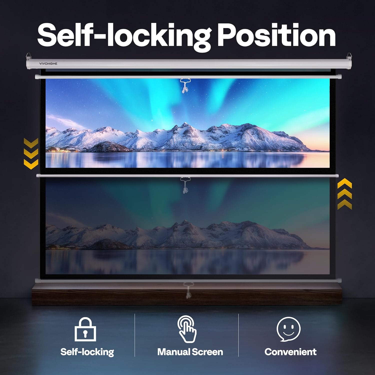 VIVOHOME Projector Screen Pull Down, 16:9 80 Inch Retractable Projection Screen, HD 4K Manual Pull Movie Screen for Home Theater, Cinema, Office (70x40 Inch White)