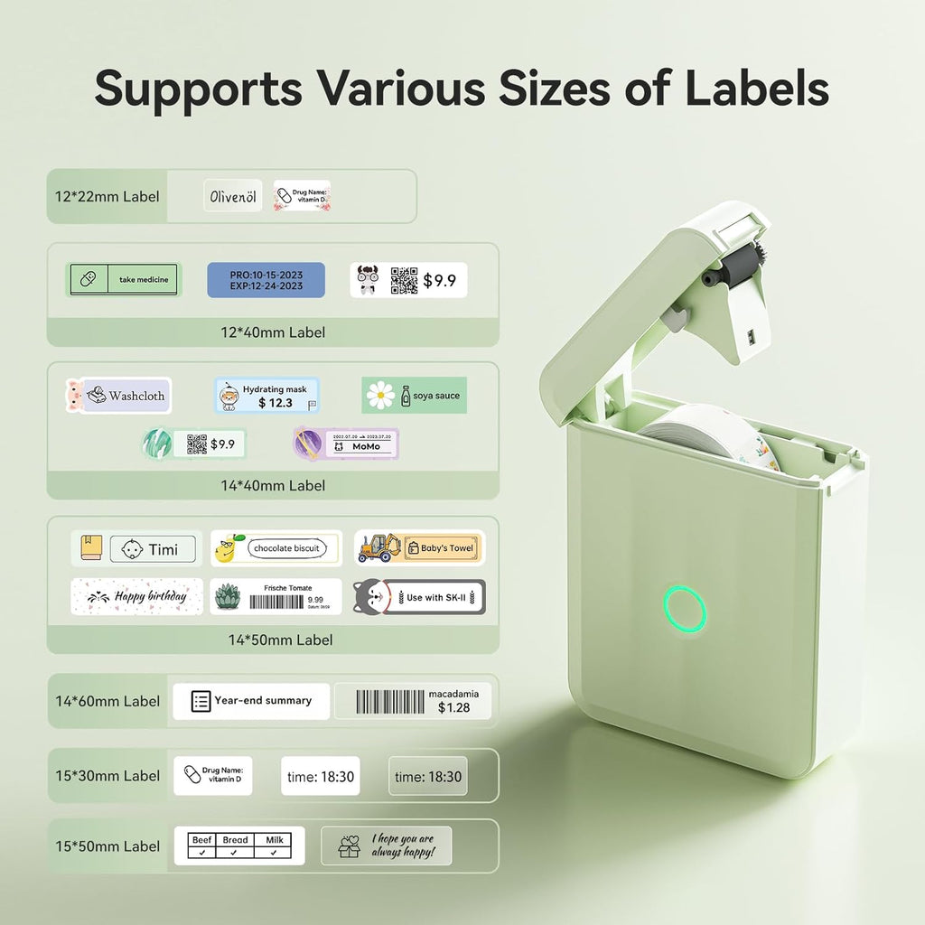NIIMBOT D110 New Version Label Maker Machine with Tape, Handheld Bluetooth Label Printer, Mini Thermal Printer, Sticker Maker for Organizing Home Kitchen School, Green Visit The Store