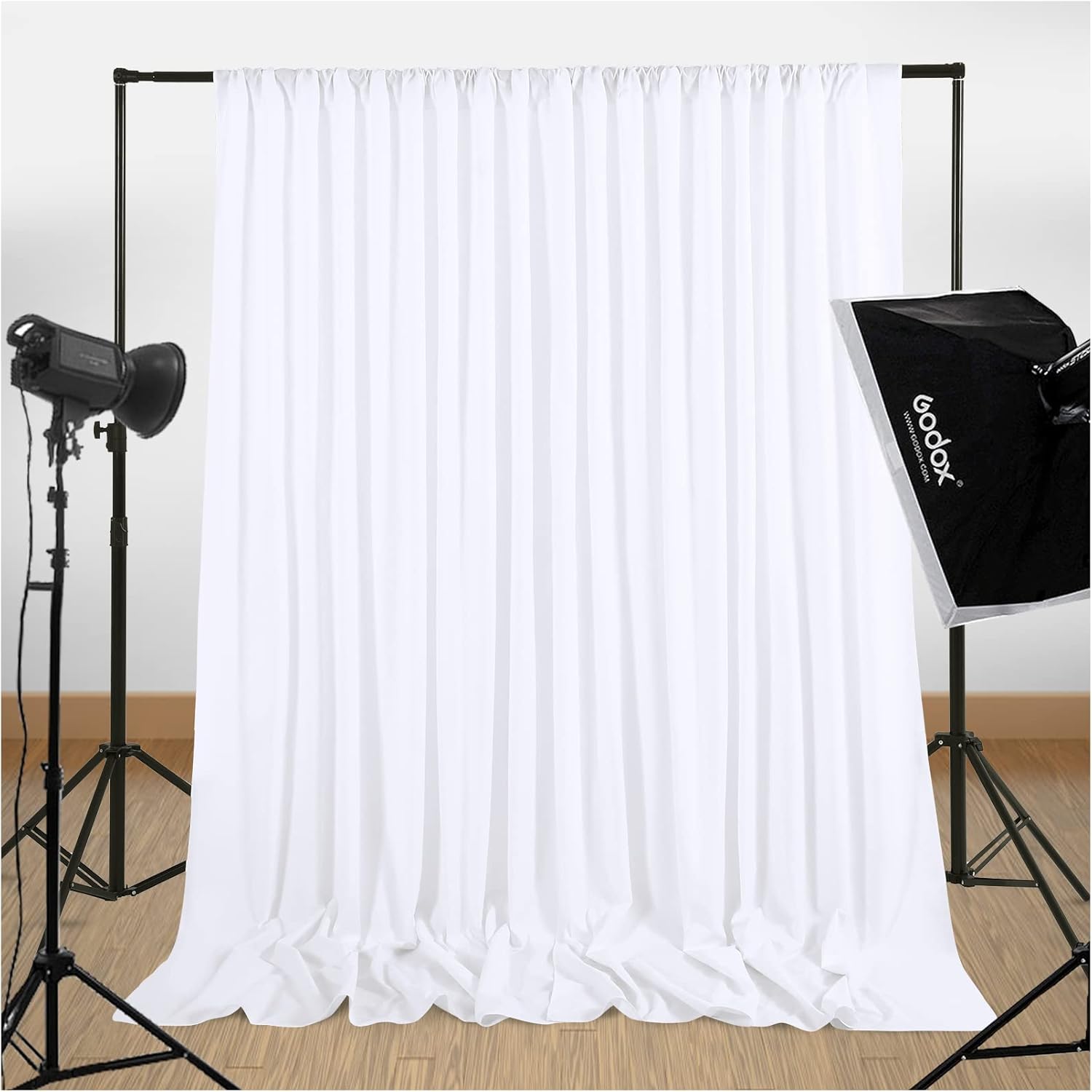 White Backdrop Curtains 2 Panels 5ft x 10ft Polyester Photo Backdrop Drapes for Wedding Party Background Decorations