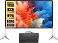 Projector Screen with Stand 120 Inch, 16:9 4K HD Portable Projector Screen Indoor Outdoor, Foldable Wrinkle-Free Movie Screen 160° Front Rear Projection Screen with Carry Bag for Home Movie