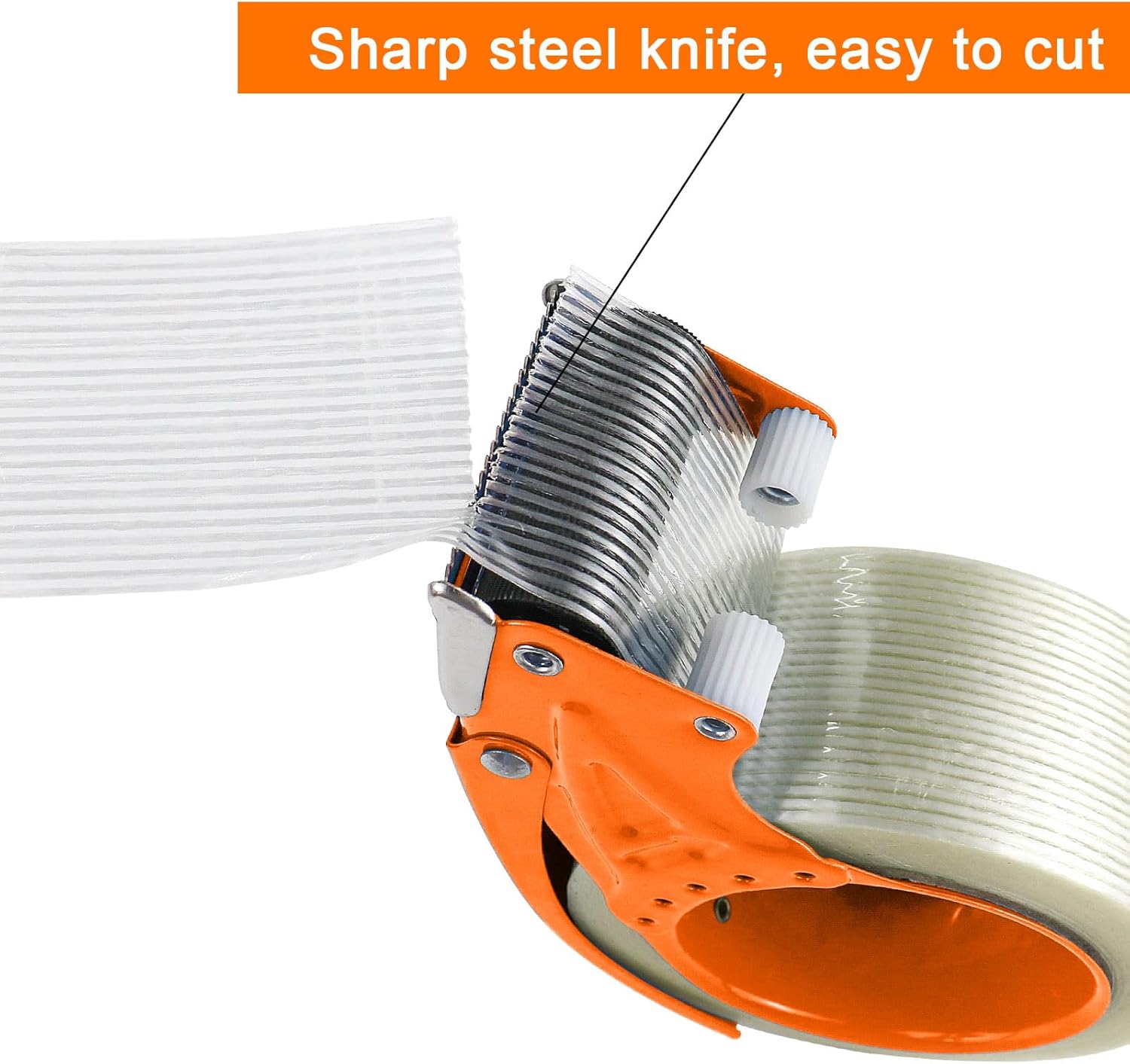BOMEI PACK Metal Packing Tape Dispenser, 2inch Heavy Duty Handheld Heavy Tape Dispenser, 2Pcs, Orange
