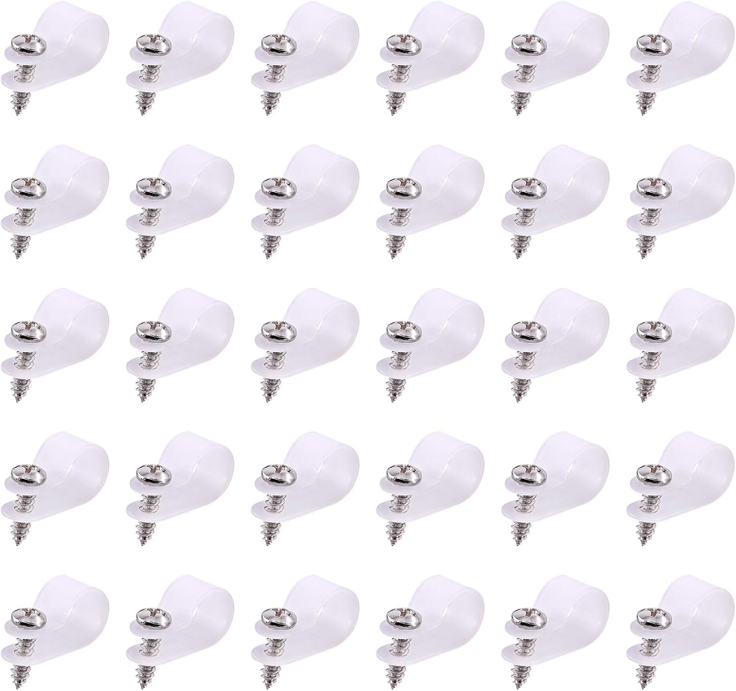 Swpeet 60 Pack White 1/2 Inch Nylon Plastic R-Type Cable Clips Clamp Kit, Nylon Screw Mounting Cord Fastener Clips with 60 Pack Screws for Wire Management (1/2 Inch, White)