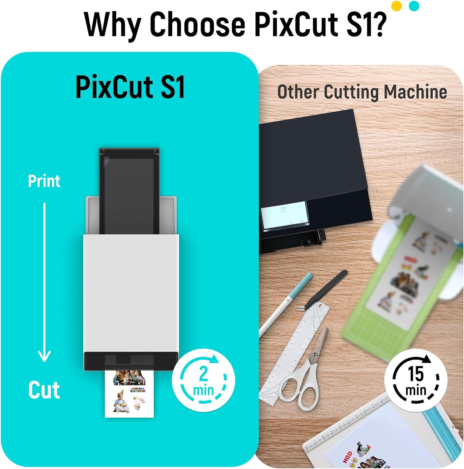Liene PixCut S1 Color Sticker Printer & Cutting Machine - All-in-One Sticker Maker for DIY Crafts, Custom Labels & Gifts. Thermal Dye-Sublimation Photo Printer, 300 DPI, Precise AI Auto-Cutting