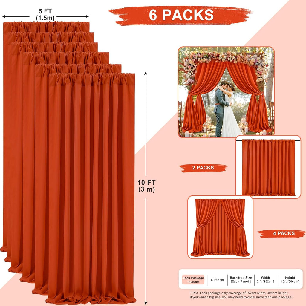 Rust Backdrop Curtains 30ft x 10ft Polyester Photo Backdrop Drapes for Birthday Party Stage Window Supplies Decorations