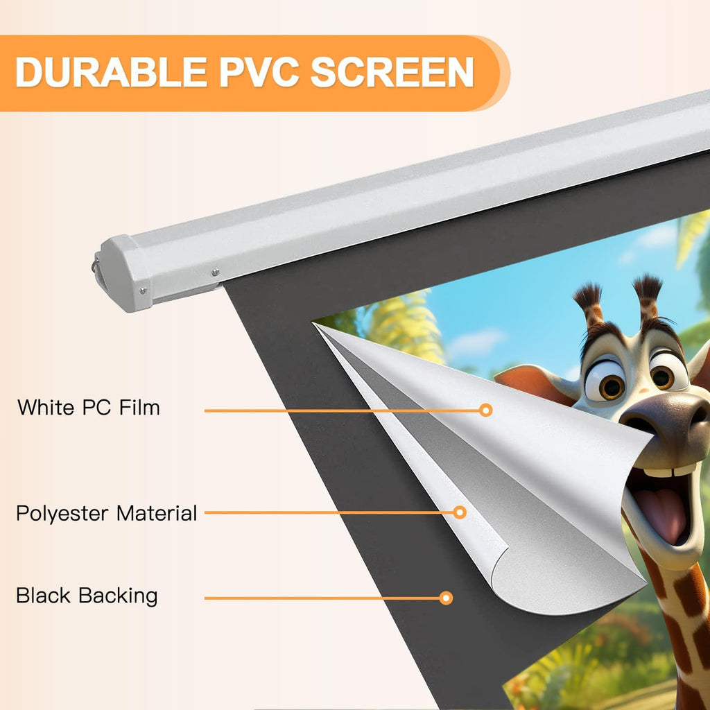 YODOLLA 100" Projector Screen Motorized 4:3, 4K HD Pull Down Retractable Projection Screens Electric Automatic Wall Ceiling Movie Screen for Office Classroom Indoor with Remotes…