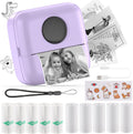 HuiJuKeJi Mini Sticker Printer Bluetooth Smart Pocket Inkless Thermal Printer with 11 Rolls Thermal Paper and Sticker for iOS&Android, Portable Receipt Printer for Photo Journal Notes Memo