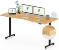 FLEXISPOT E6 MAX Bamboo Dual Motor 3 Stages Standing Desk 72x30 Inch Whole-Piece Board Electric Height Adjustable Stand Up Desk 150KG Load Capacity(Black Frame + Bamboo Curved Desktop)