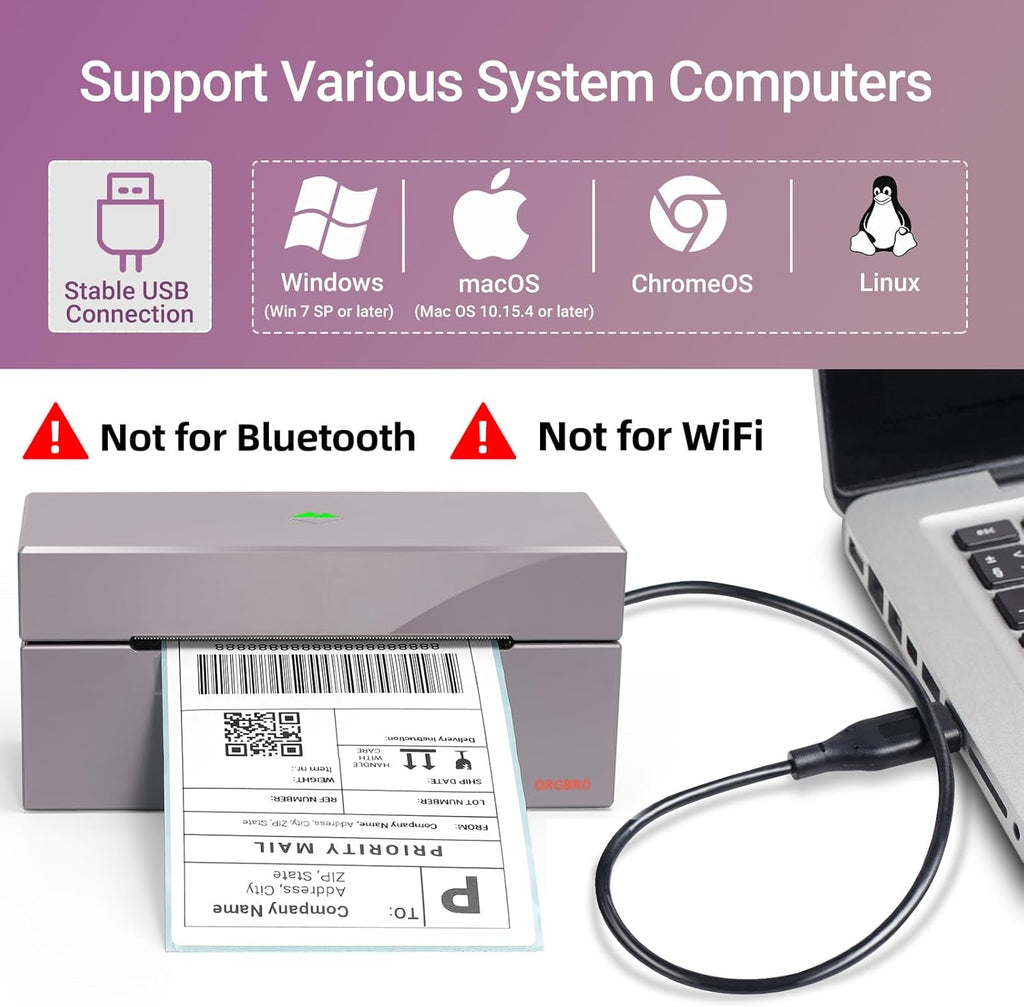 ORGBRO Z1 Thermal Shipping Label Printer, 4x6 Label Printer for Small Business, High Speed for Commercial Grade Shipping Packages, Support Windows, Mac, Chrome and Linux (USB Only)