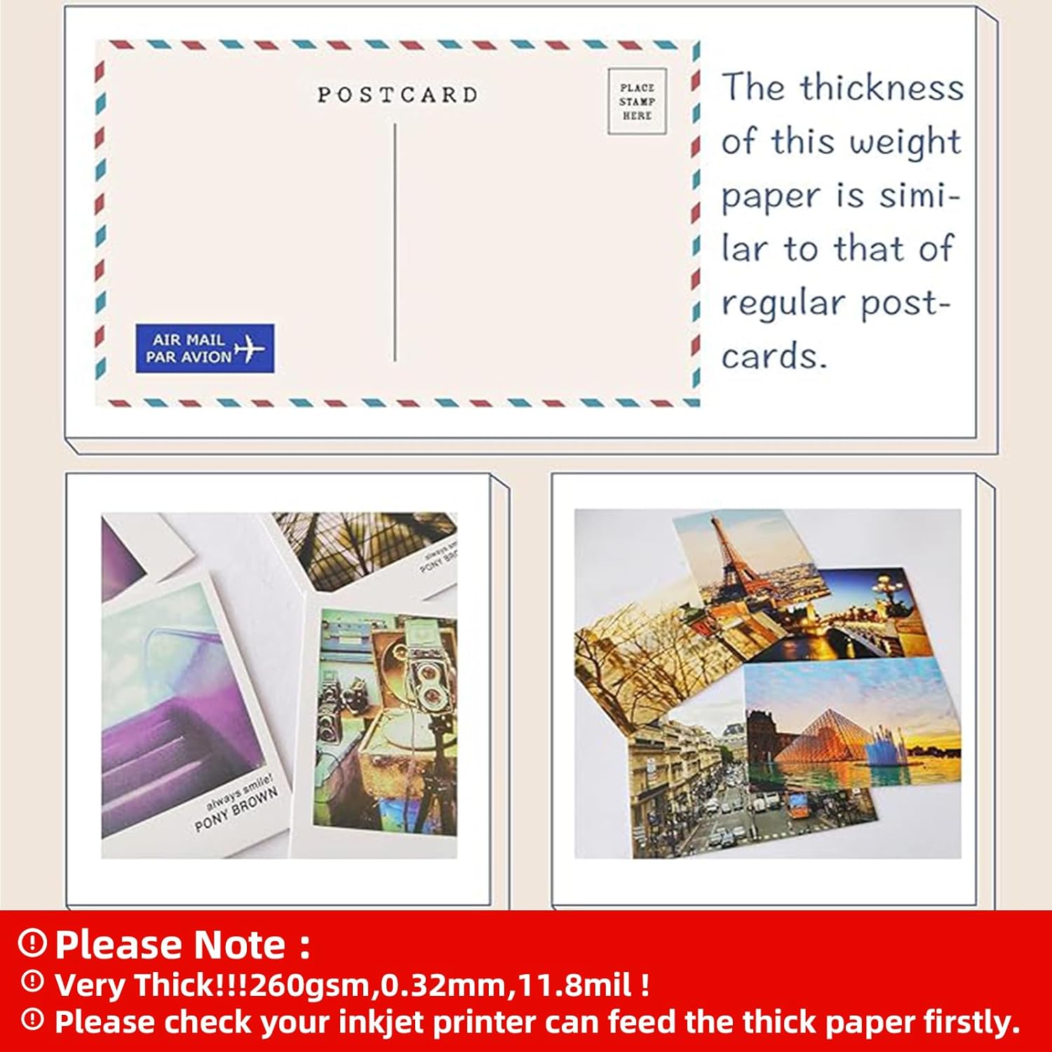 Uinkit Thick Photo Paper Glossy Double Sided 100 Sheets 8.5x11 Heavyweight 68lb 260gsm Inkjet Both Sides Printable 11.8mil A4 Letter size Flyer Bulk Pack 8.5 x 11 Card paper postcard postal A189