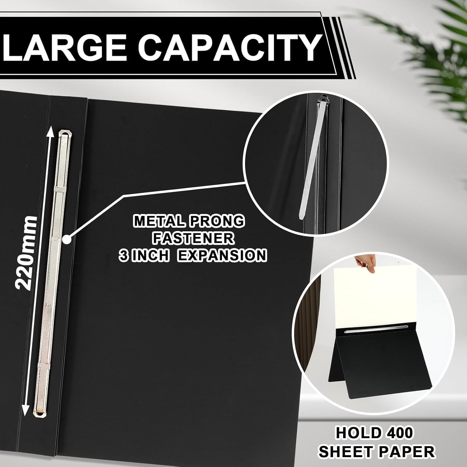 gisgfim 12 Pcs 8.5 X 11'' Pressboard Report Cover 3" Capacity Prong Clip Report Cover Metal Prong Fastener with Compressor Letter Size Presentation Report Folder for Bind Proposal Document