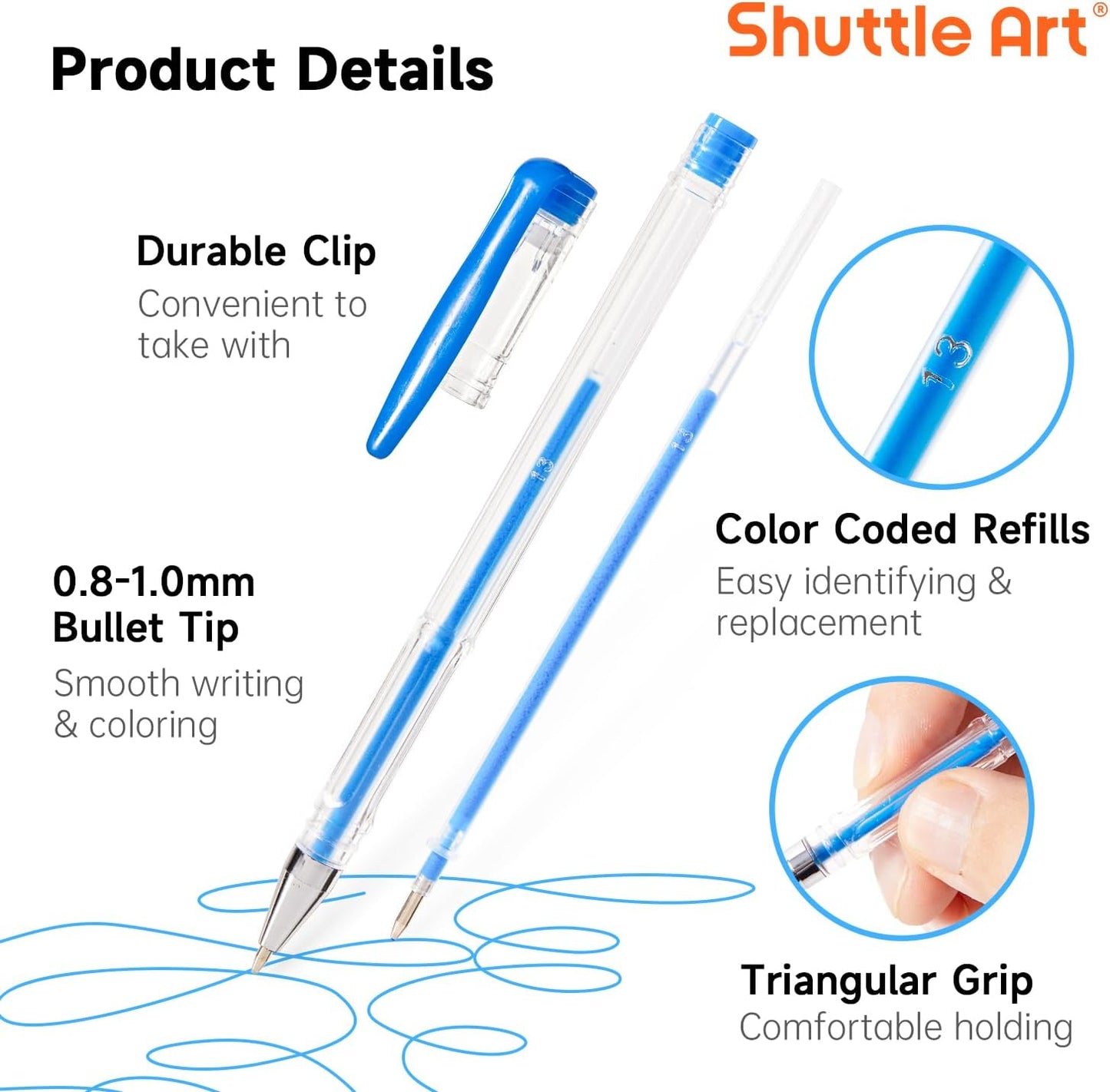 Shuttle Art 60 Pack Blue Tone Gel Pens, 30 Blue Tone Gel Pens with 30 Refills for Adults Coloring Books Journaling Drawing Nature, Landscapes, Animals Scenes